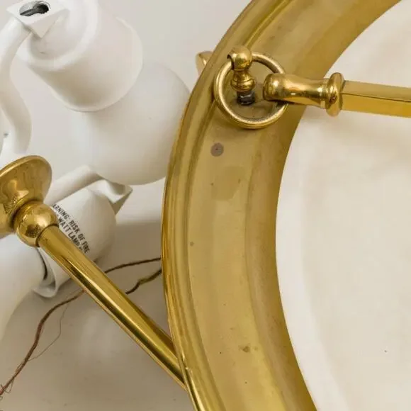 Alabaster Brass Hanging Bowl Chandelier Lightolier